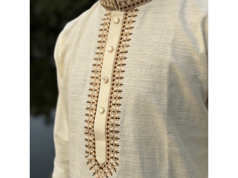 কুমিল্লার খাদি কাপড় দিয়ে তৈরি স্পেশাল এম্বোডারি খাদি পাঞ্জাবি - Image 4