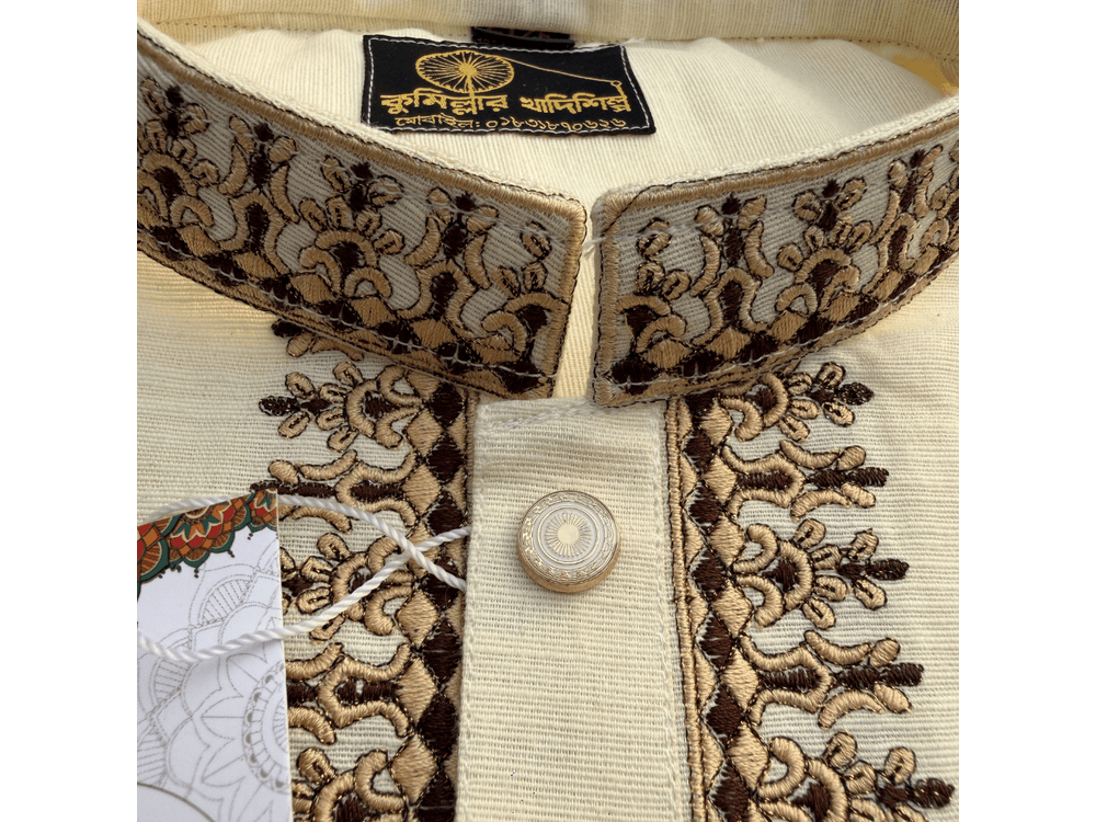 কুমিল্লার খাদি কাপড় দিয়ে তৈরি স্পেশাল এম্বোডারি খাদি পাঞ্জাবি - Image 2