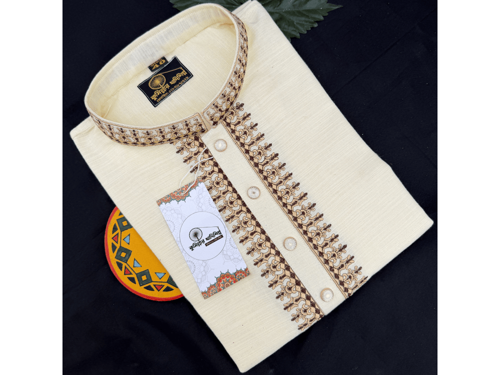 কুমিল্লার খাদি কাপড় দিয়ে তৈরি স্পেশাল এম্বোডারি খাদি পাঞ্জাবি